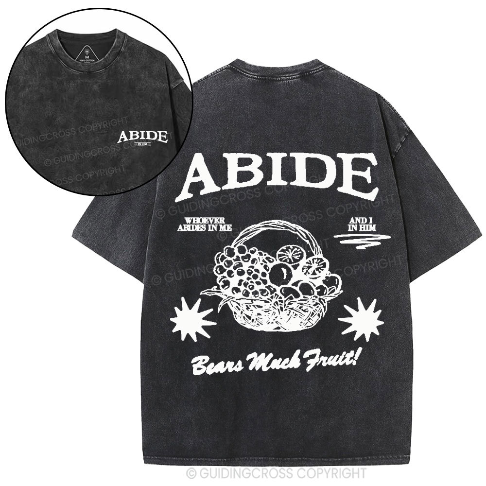 Abide In Him Christian Washed T-Shirt