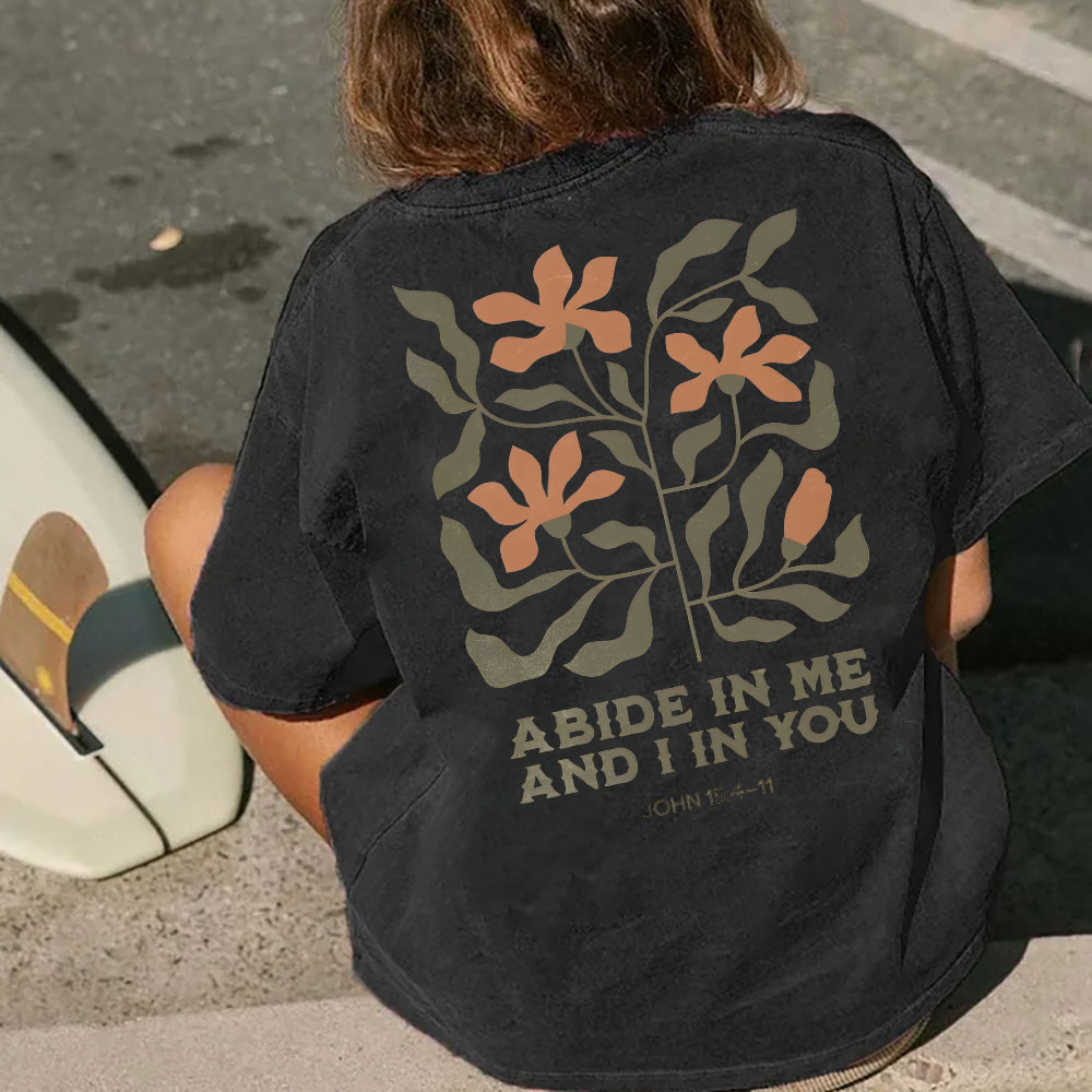 Abide In Me And I In You Christian Washed T-Shirt