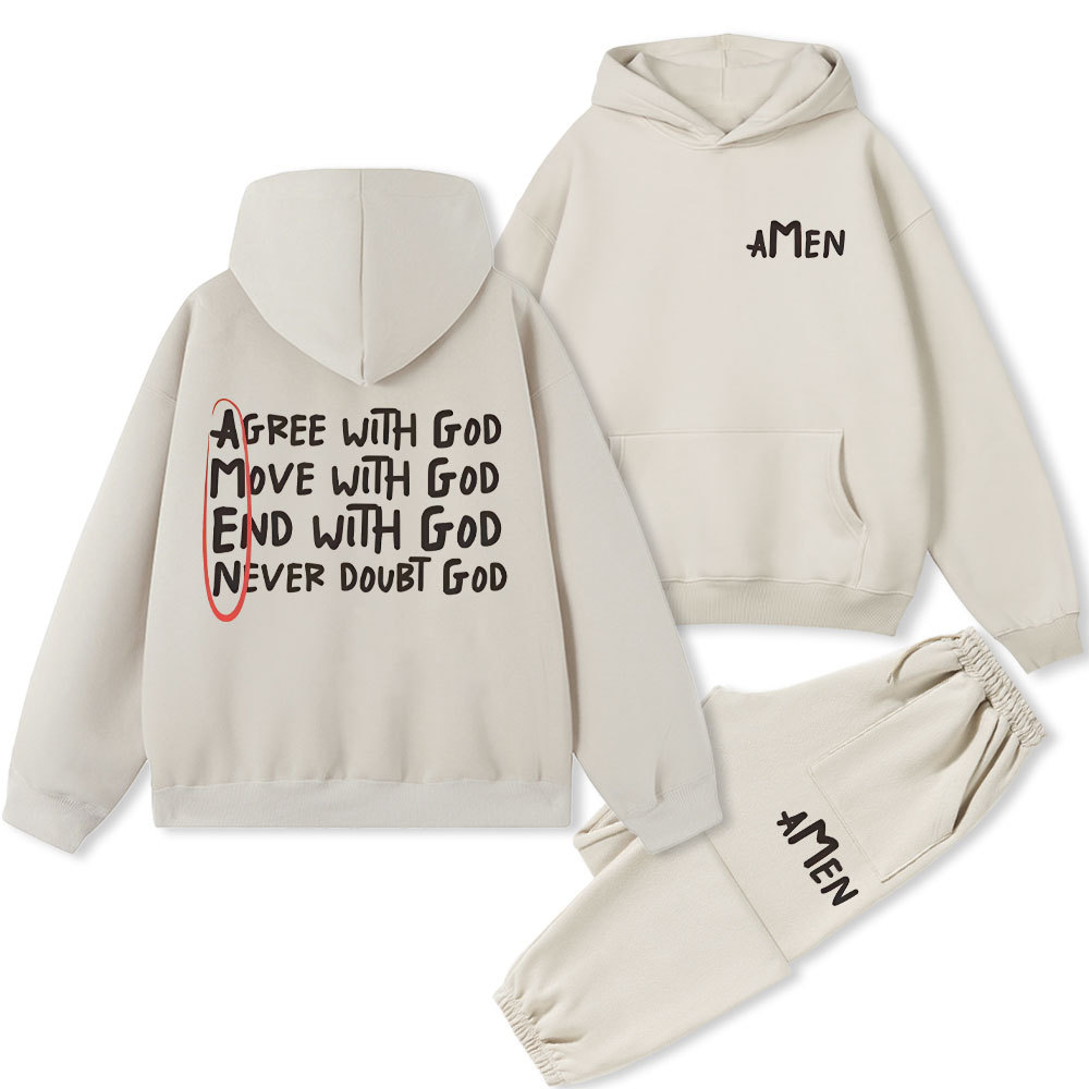 Agree With God Christian Fleece Hoodie Set