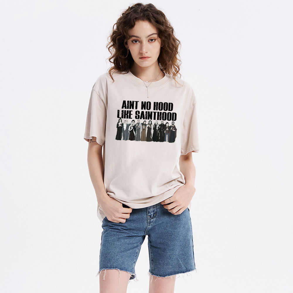 Ain't No Hood Like SAINTHOOD Christian Washed T-Shirt