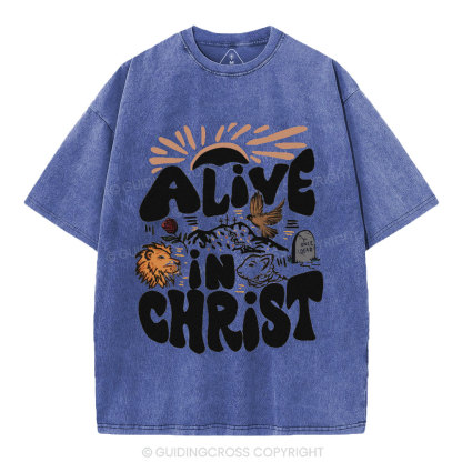 Alive In Christ Christian Washed T-Shirt