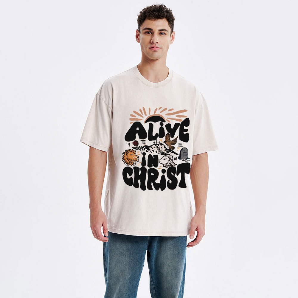 Alive In Christ Christian Washed T-Shirt