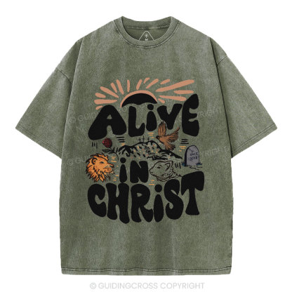Alive In Christ Christian Washed T-Shirt