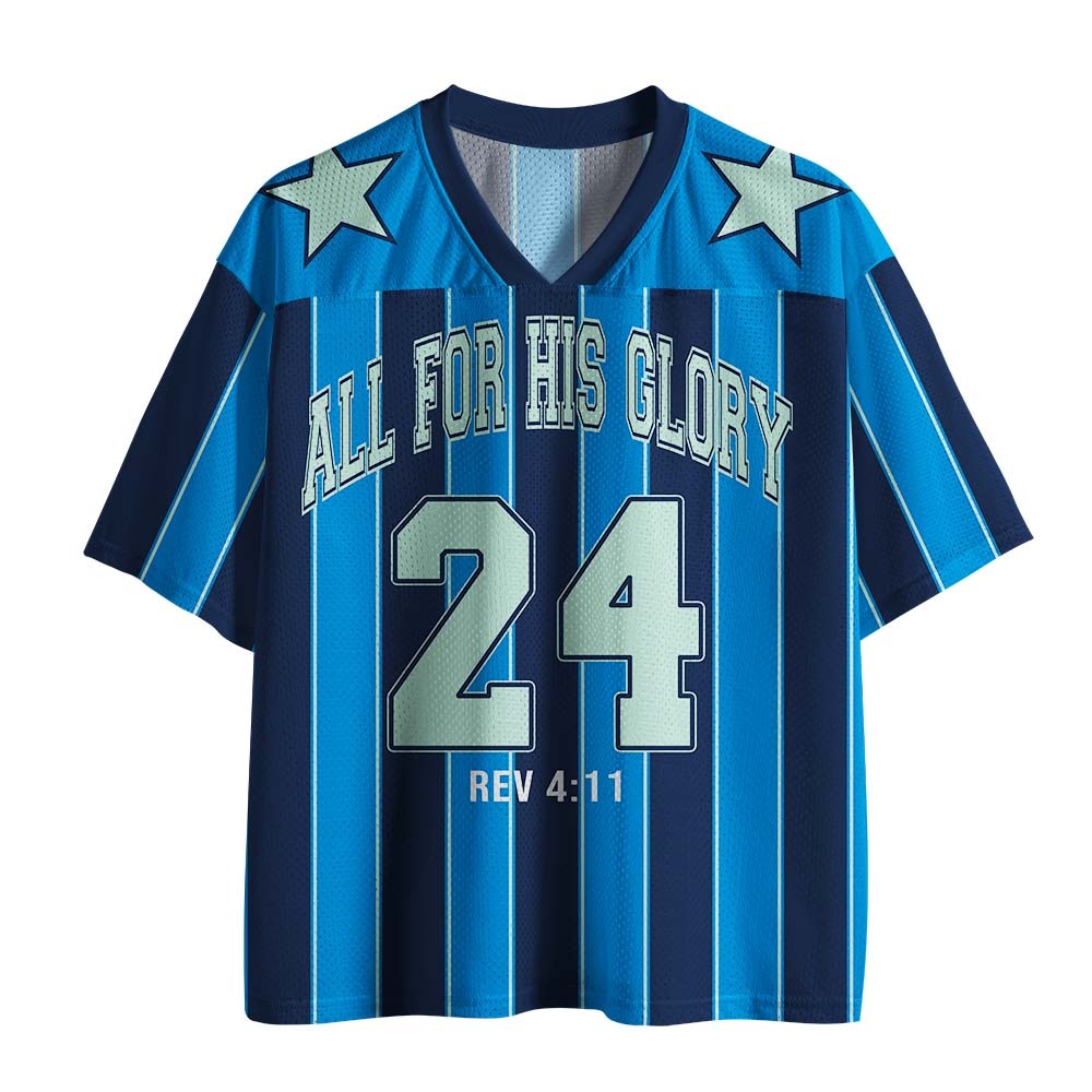 All For His Glory Christian Blue Mesh Jersey
