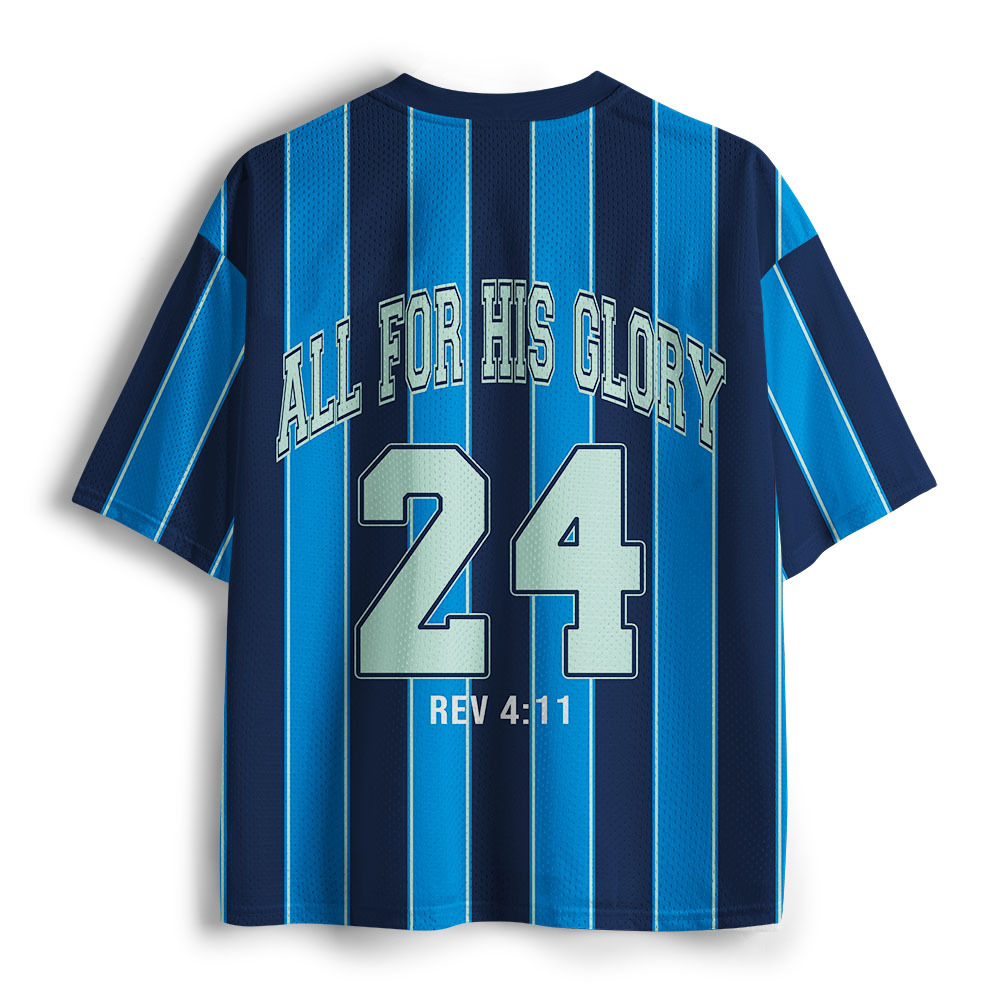 All For His Glory Christian Blue Mesh Jersey
