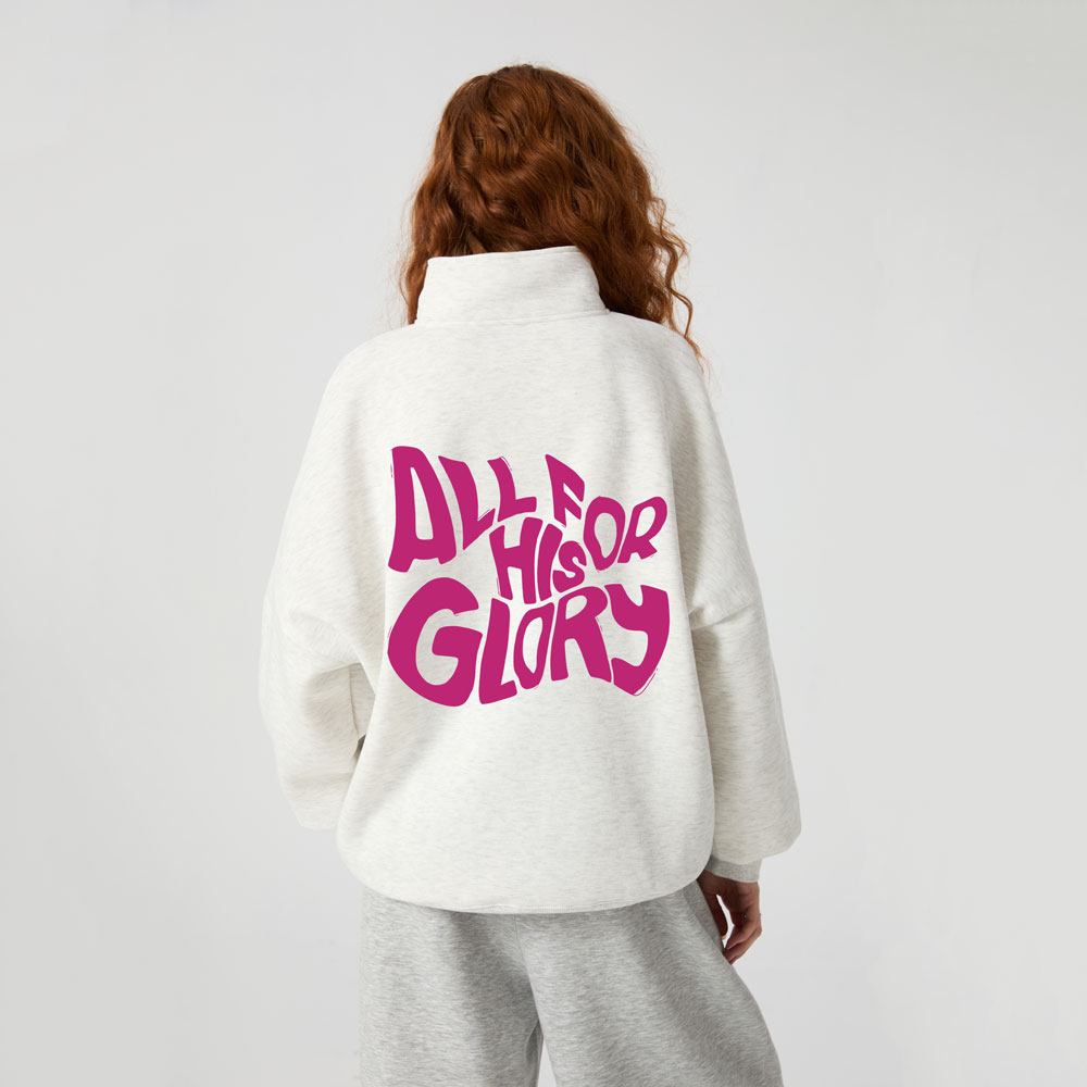 All For His Glory Christian Half Zip Fleece Sweatshirt