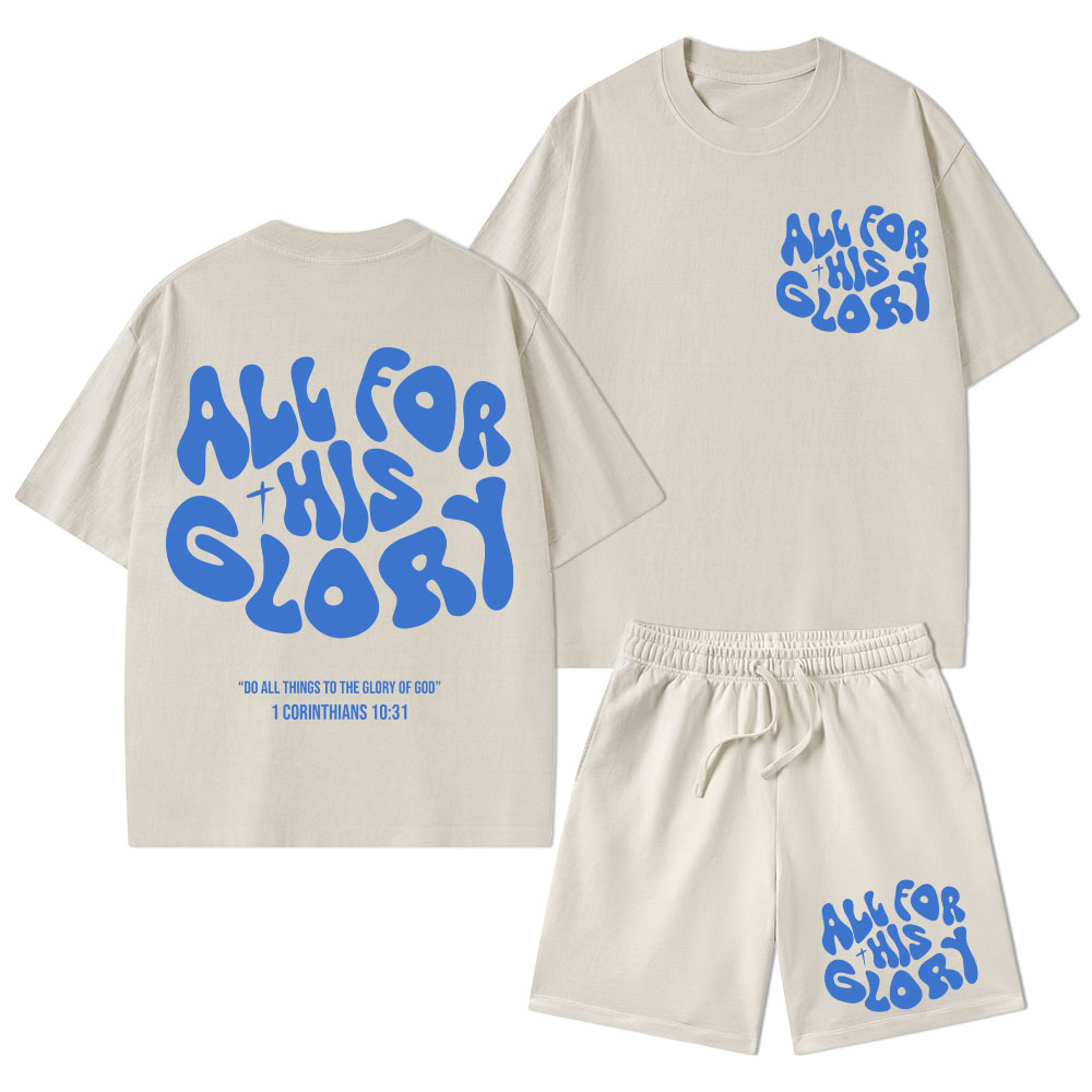 All For His Glory Christian Washed T-Shirt & Shorts