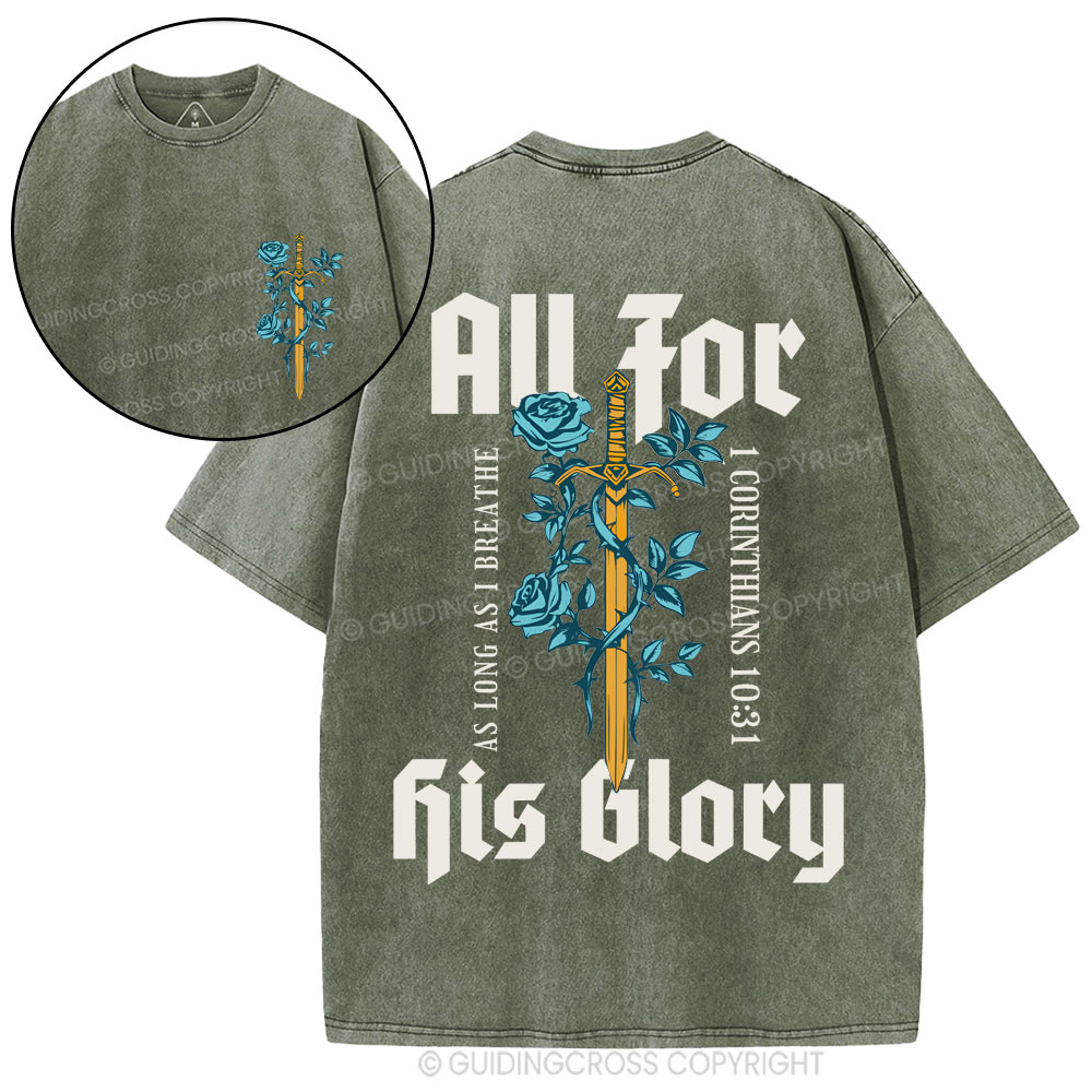 All For His Glory Christian Washed T-Shirt
