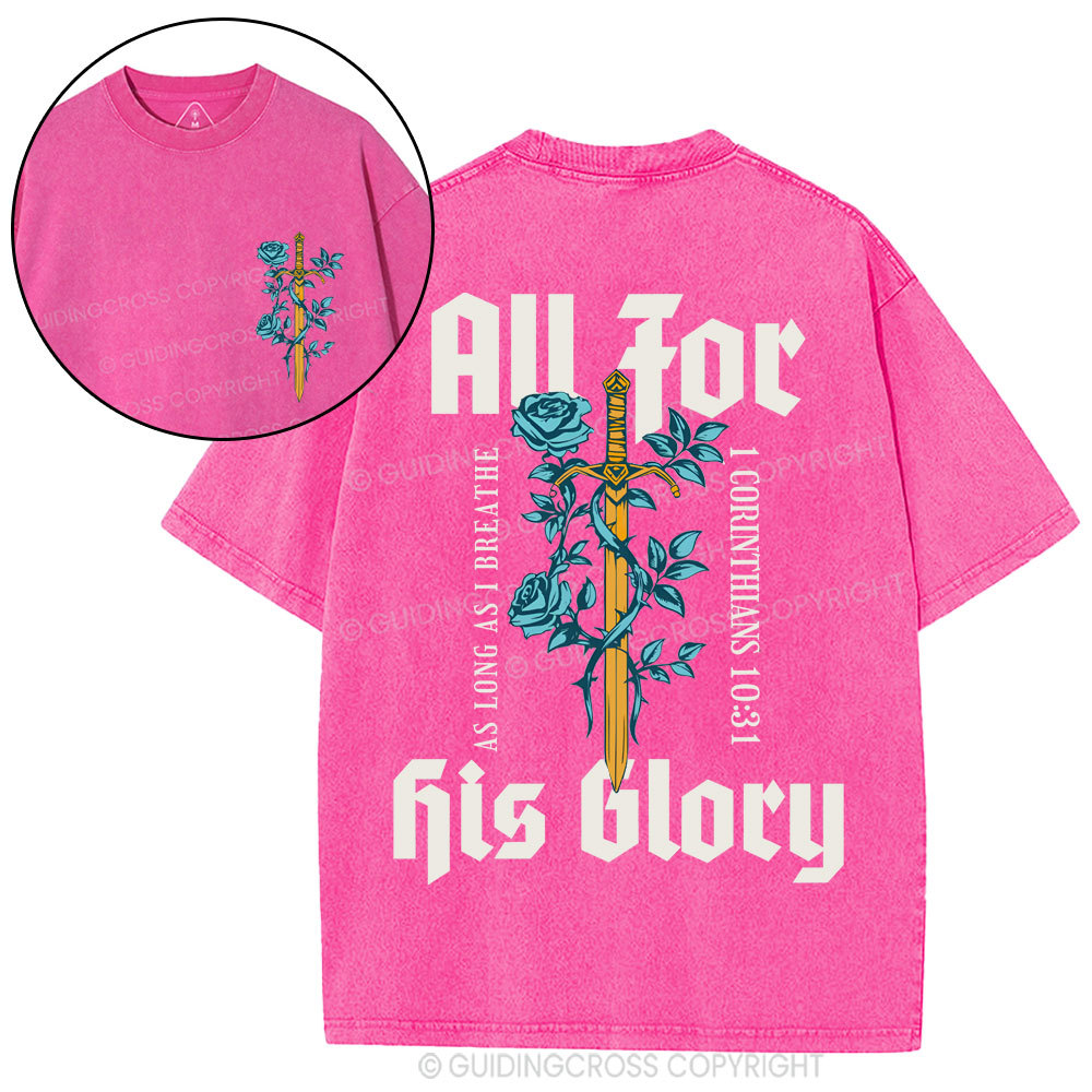 All For His Glory Christian Washed T-Shirt