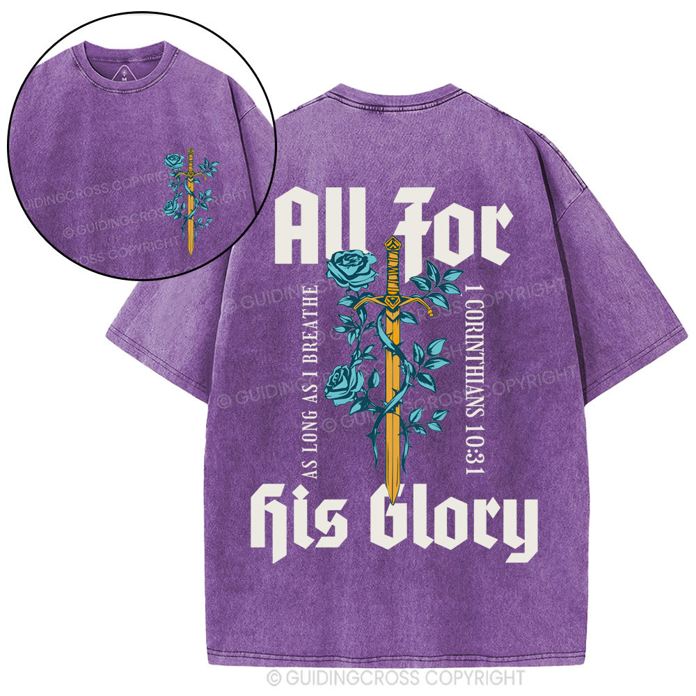 All For His Glory Christian Washed T-Shirt