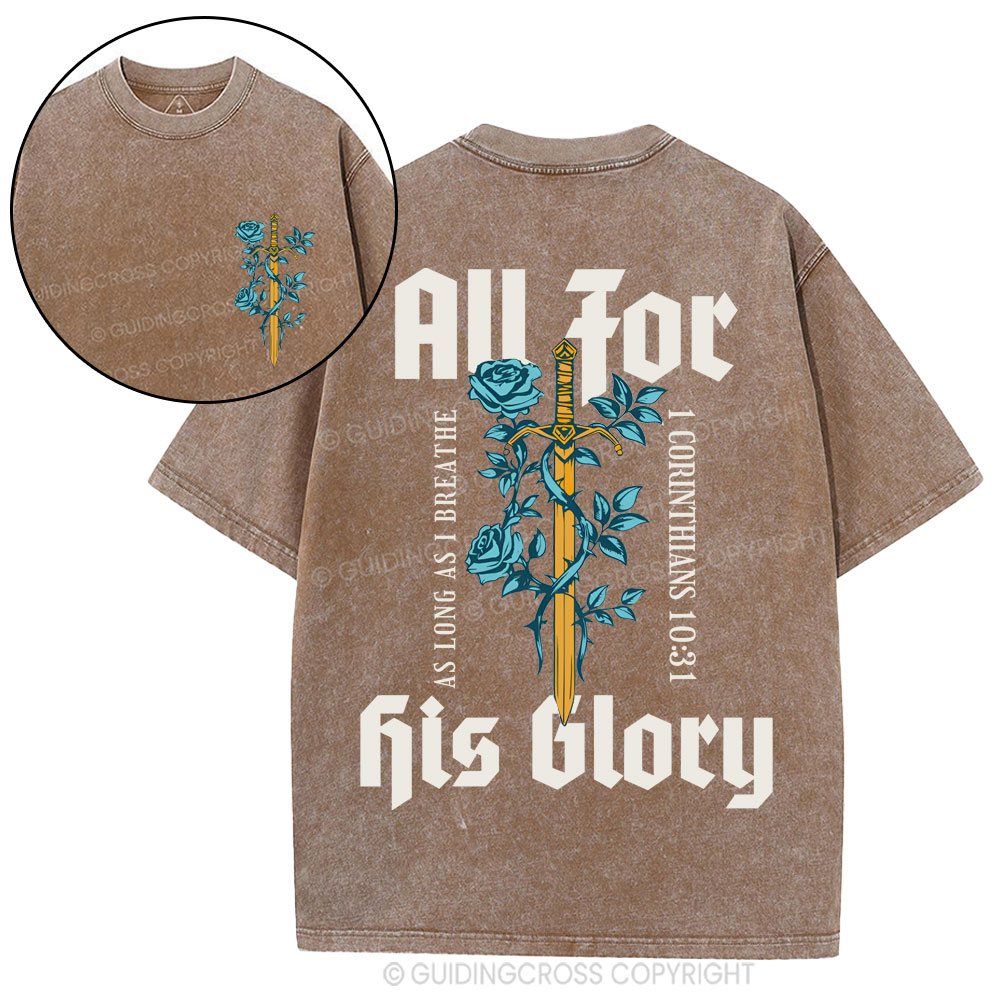 All For His Glory Christian Washed T-Shirt