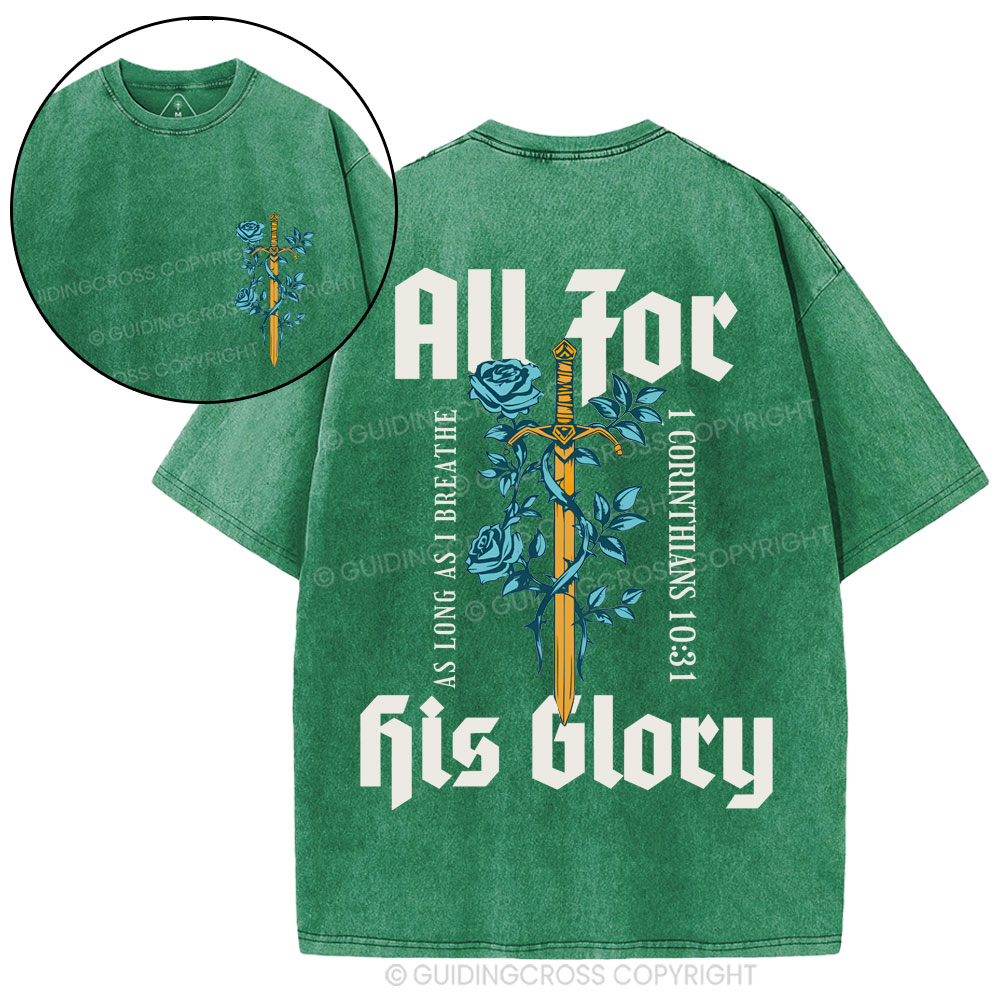 All For His Glory Christian Washed T-Shirt