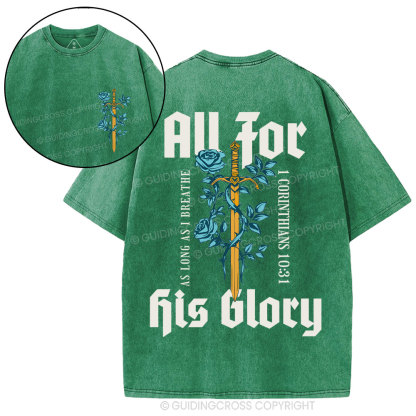 All For His Glory Christian Washed T-Shirt