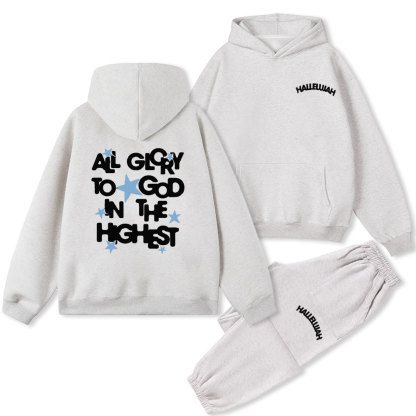 All Glory To God In The Highest Christian Fleece Hoodie Set