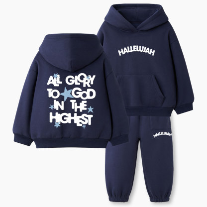 All Glory To God In The Highest Christian Kid Fleece Hoodie Set