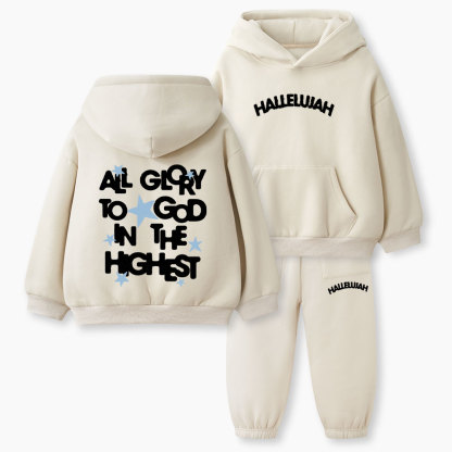 All Glory To God In The Highest Christian Kid Fleece Hoodie Set
