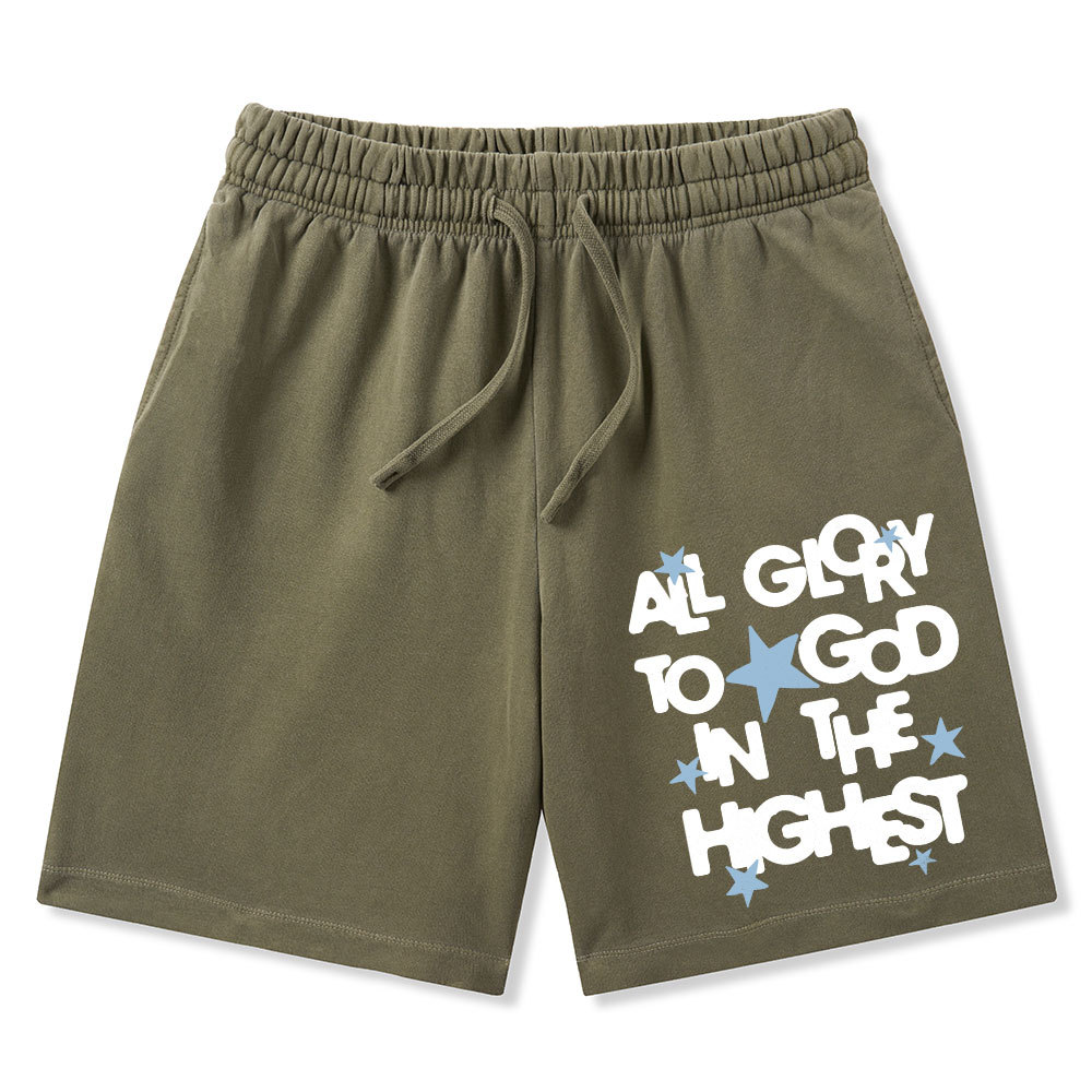 All Glory To God Is In The Highest Christian Washed Shorts