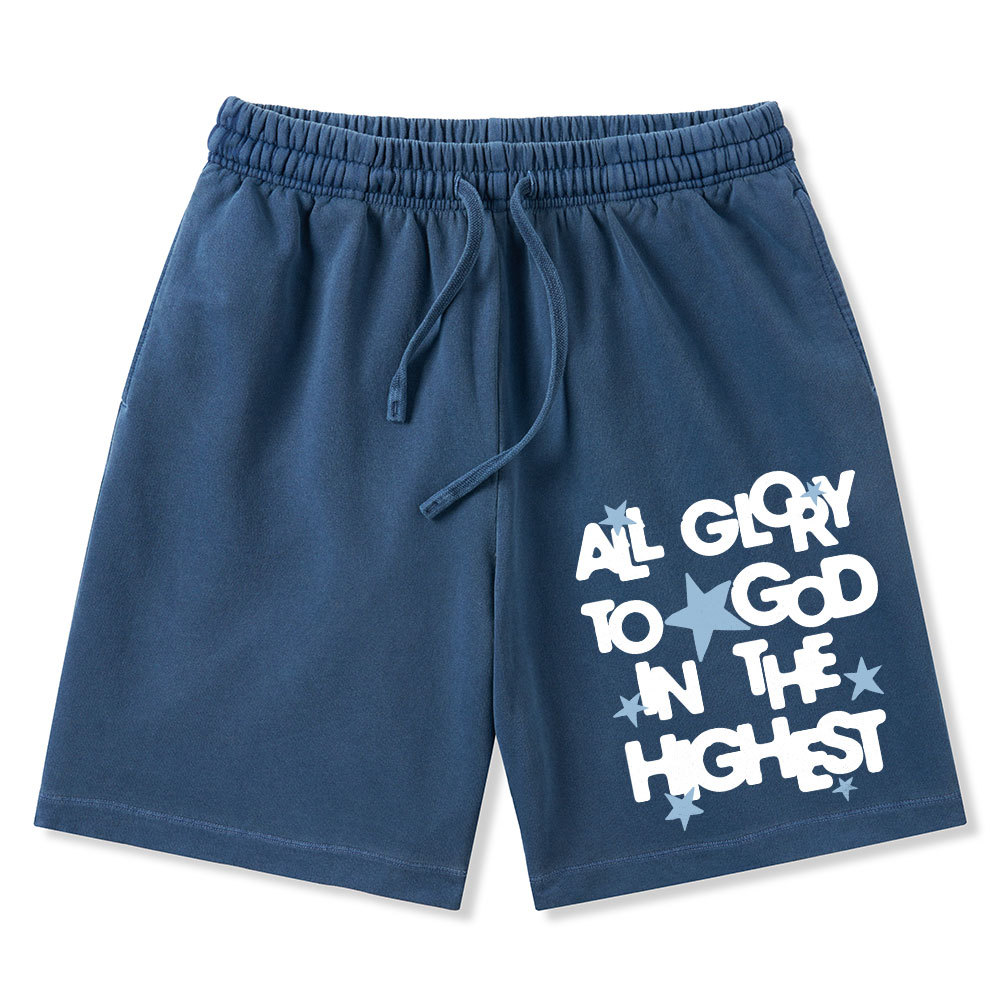 All Glory To God Is In The Highest Christian Washed Shorts