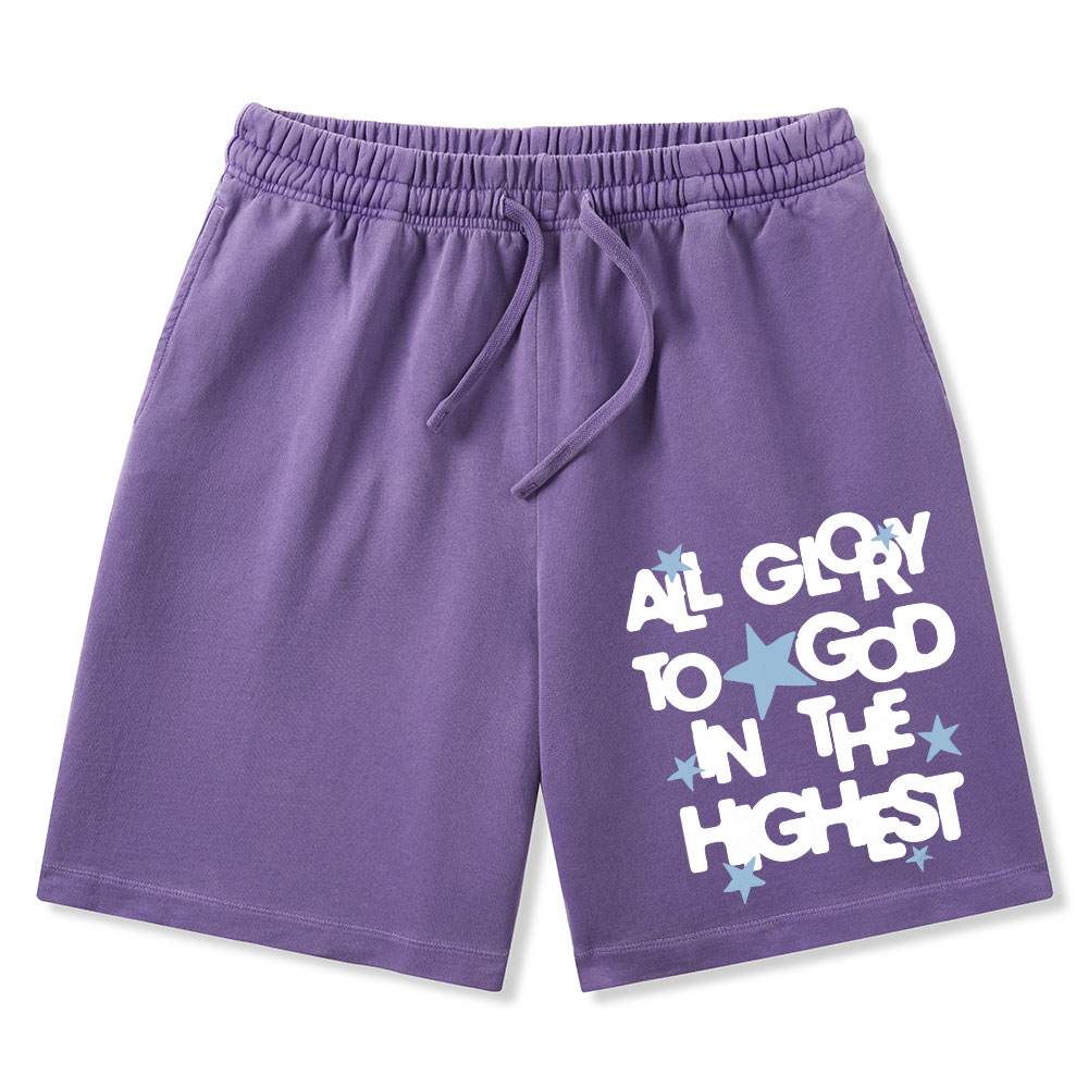 All Glory To God Is In The Highest Christian Washed Shorts