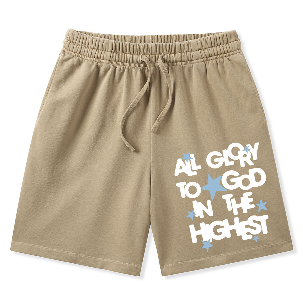 All Glory To God Is In The Highest Christian Washed Shorts
