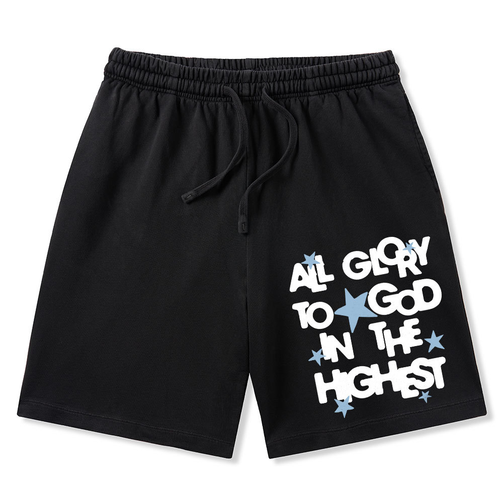 All Glory To God Is In The Highest Christian Washed Shorts