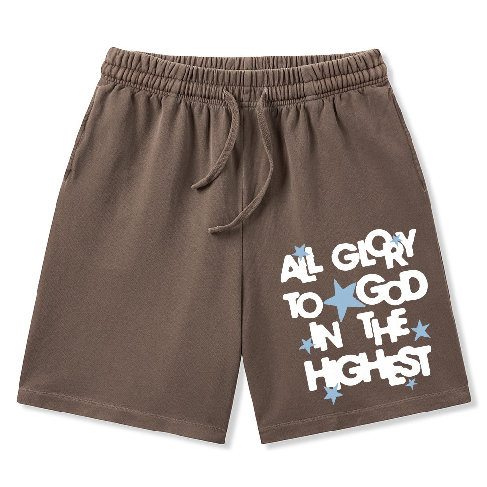 All Glory To God Is In The Highest Christian Washed Shorts