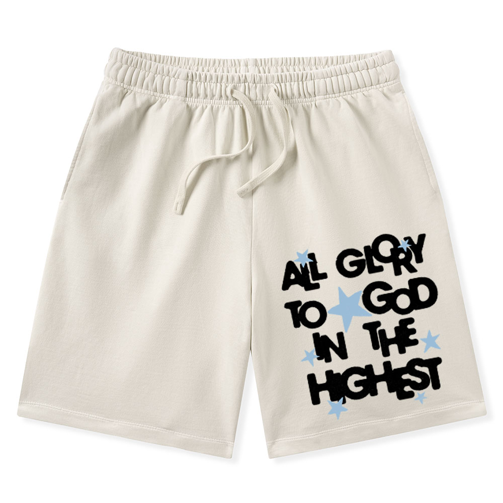 All Glory To God Is In The Highest Christian Washed Shorts
