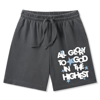 All Glory To God Is In The Highest Christian Washed Shorts