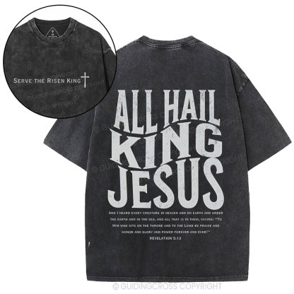 All Hall King Jesus Christian Washed T-Shirt