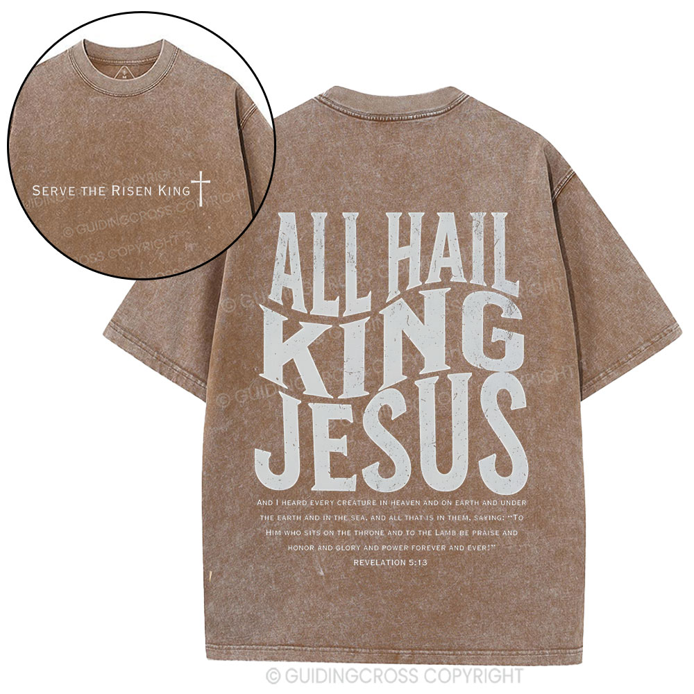All Hall King Jesus Christian Washed T-Shirt