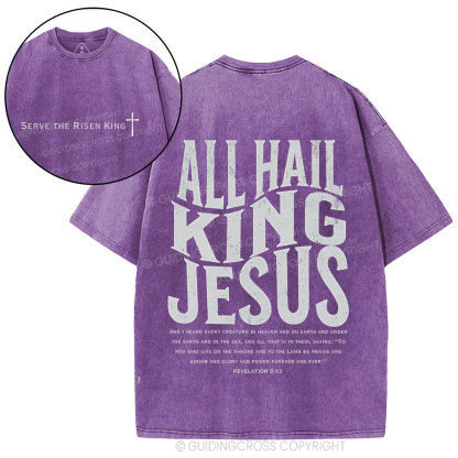 All Hall King Jesus Christian Washed T-Shirt