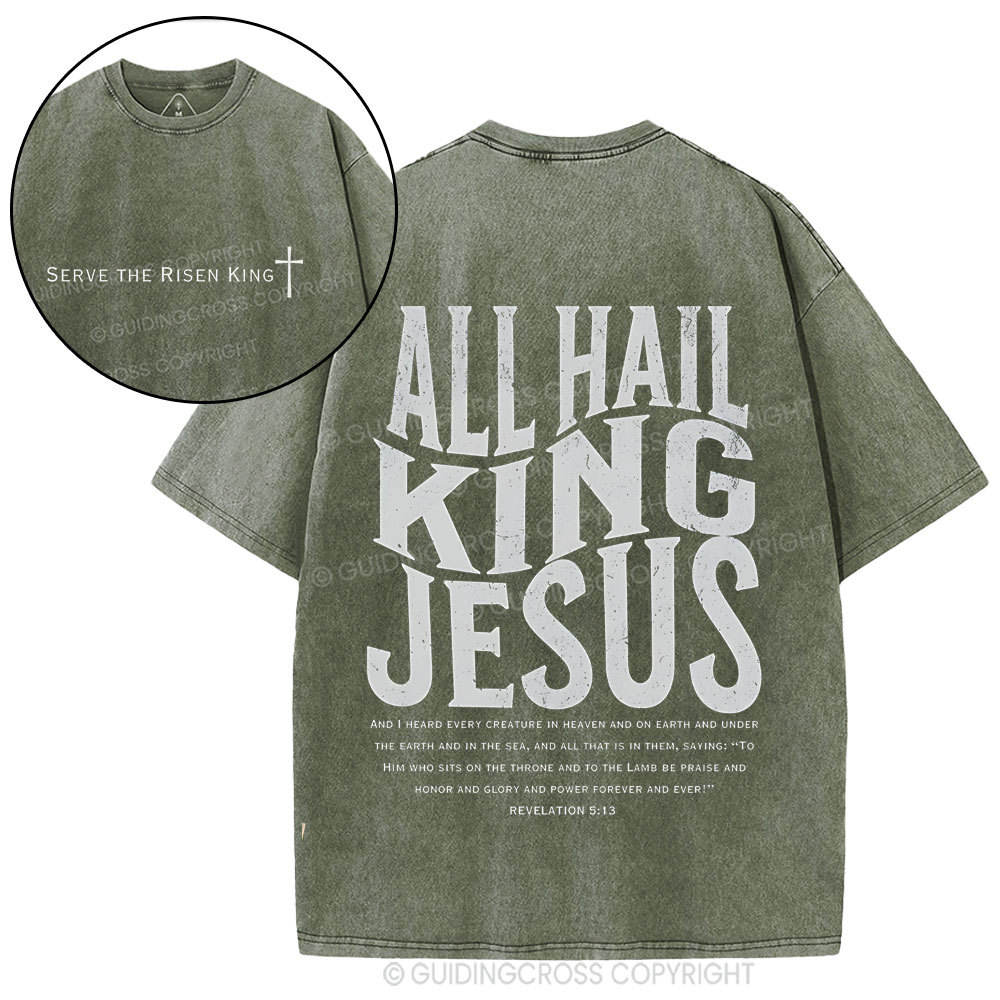 All Hall King Jesus Christian Washed T-Shirt