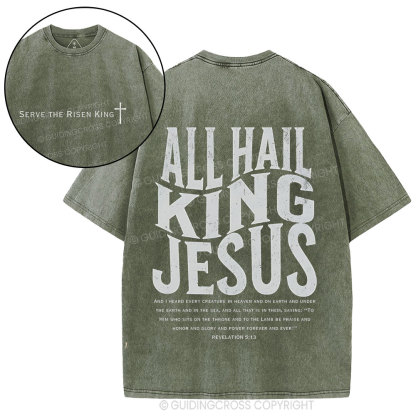 All Hall King Jesus Christian Washed T-Shirt