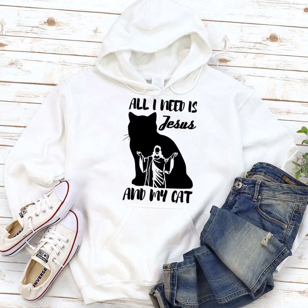 All I Need Is Jesus And My Cat Christian Hoodie