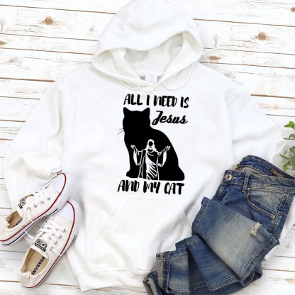 All I Need Is Jesus And My Cat Christian Hoodie