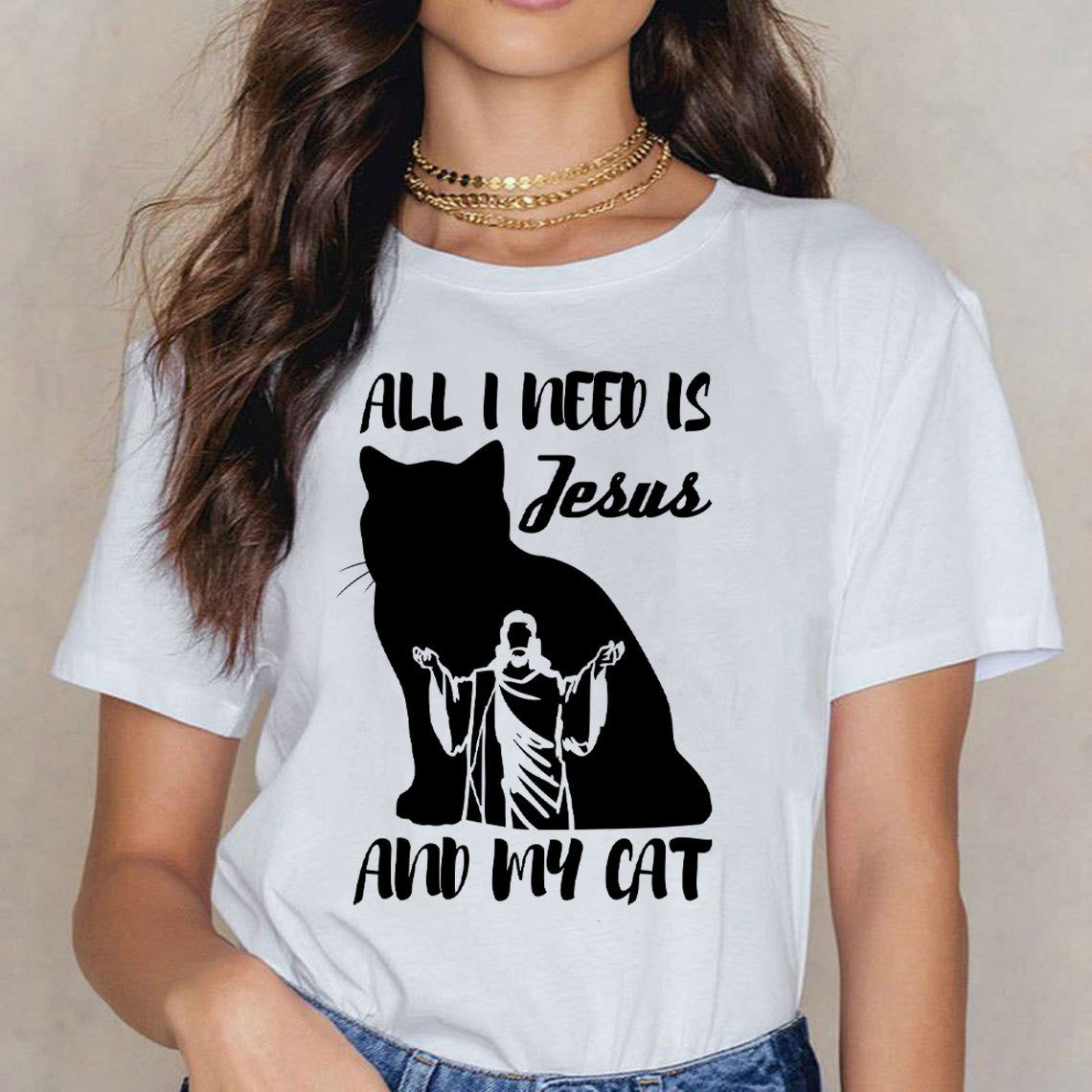 All I Need Is Jesus And My Cats Christian T-Shirt