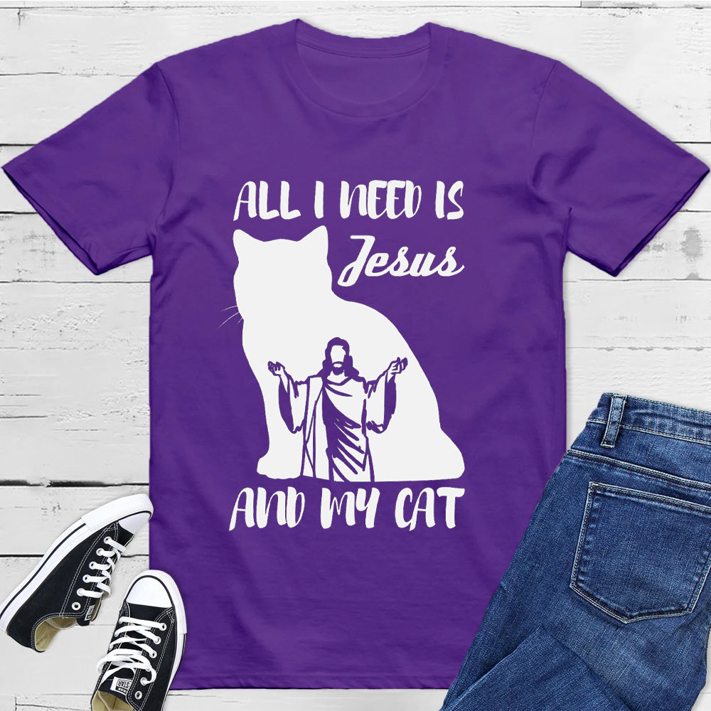 All I Need Is Jesus And My Cats Christian T-Shirt