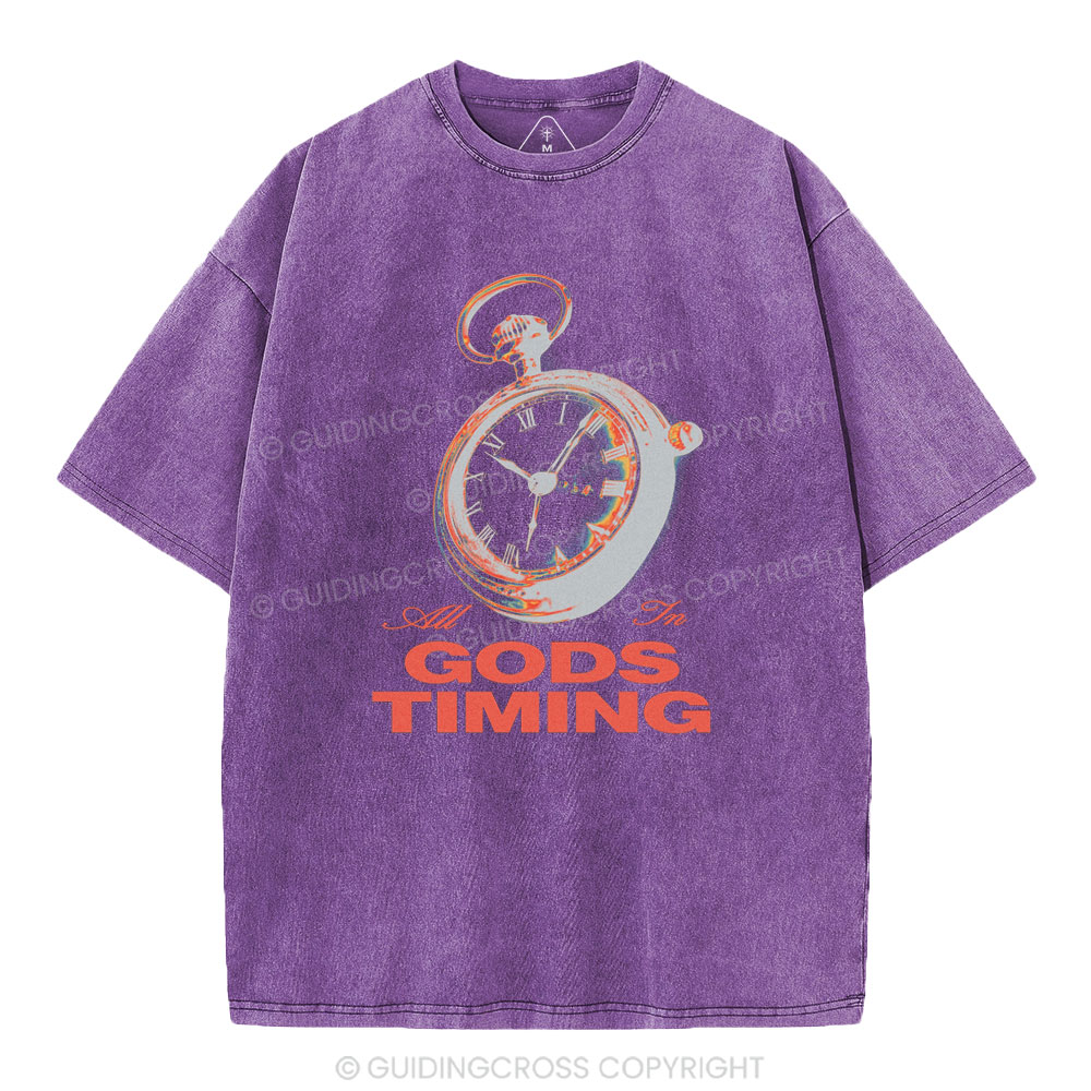 All In God's Timing Chrsitian Washed T-Shirt