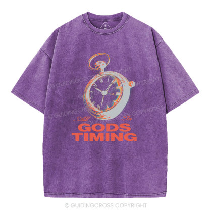 All In God's Timing Chrsitian Washed T-Shirt