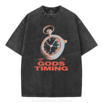 All In God's Timing Chrsitian Washed T-Shirt