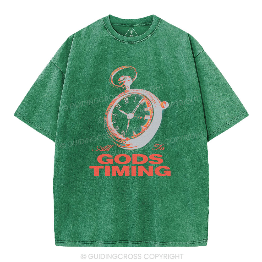All In God's Timing Chrsitian Washed T-Shirt