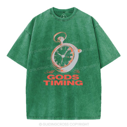 All In God's Timing Chrsitian Washed T-Shirt