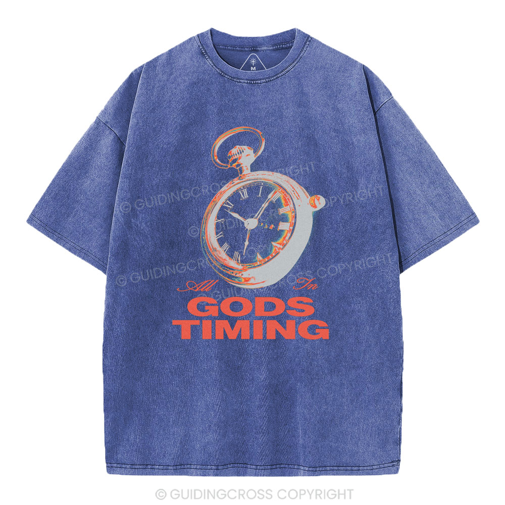 All In God's Timing Chrsitian Washed T-Shirt