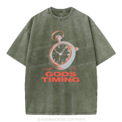 All In God's Timing Chrsitian Washed T-Shirt