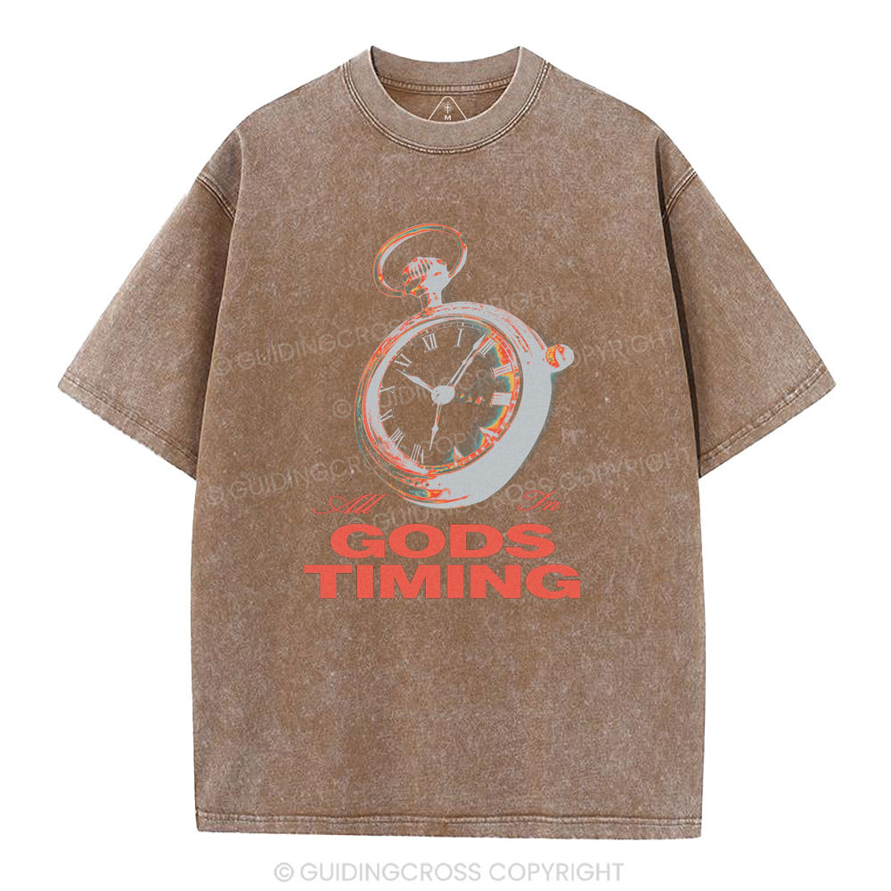 All In God's Timing Chrsitian Washed T-Shirt