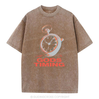 All In God's Timing Chrsitian Washed T-Shirt