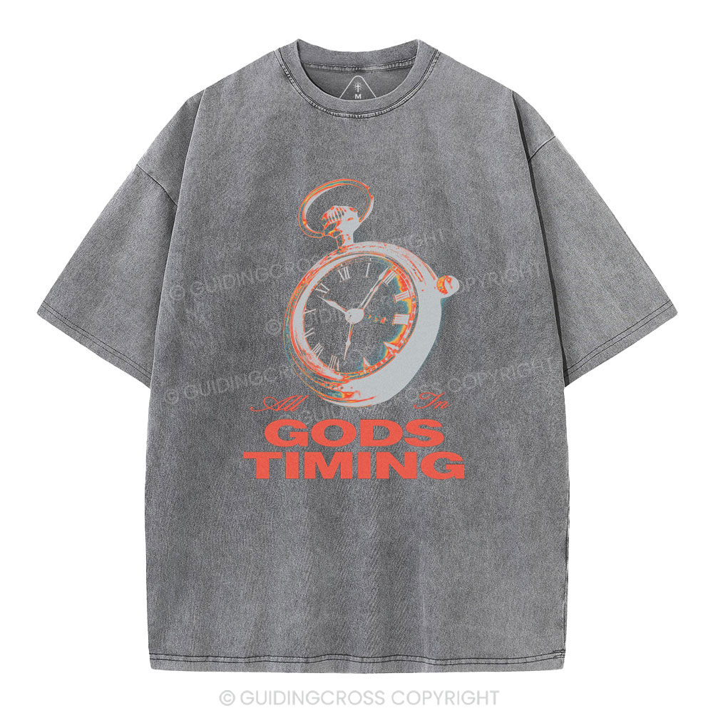All In God's Timing Chrsitian Washed T-Shirt