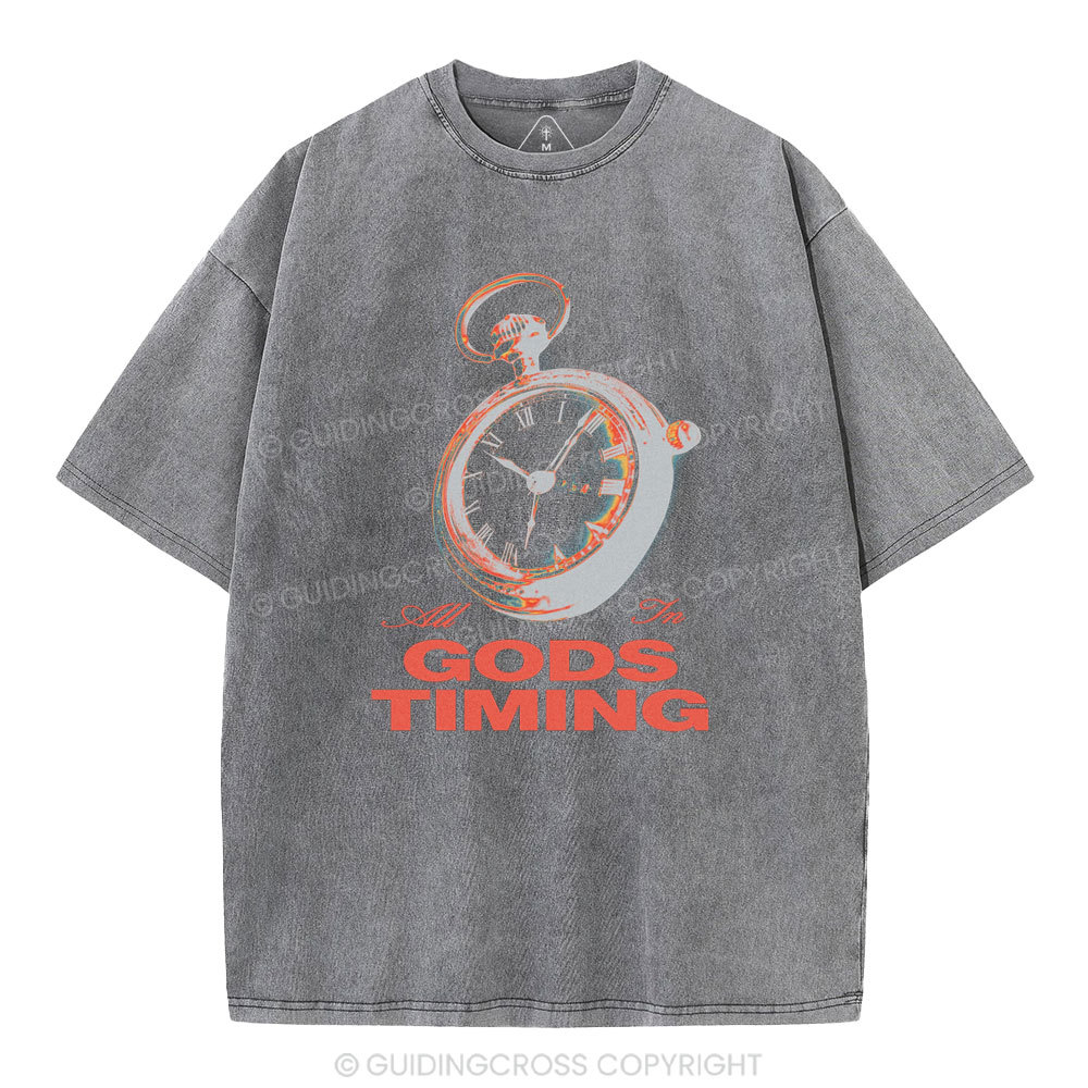 All In God's Timing Chrsitian Washed T-Shirt