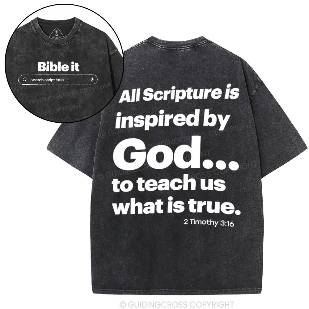 All Scripture Is In spired By God Christian Washed T-Shirt