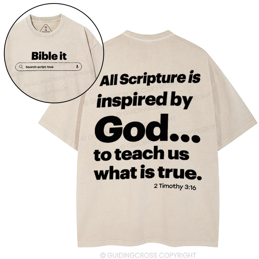 All Scripture Is In spired By God Christian Washed T-Shirt
